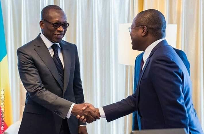 Poignée de main entre le Président Patrice Talon et Romuald Wadagni son dauphin