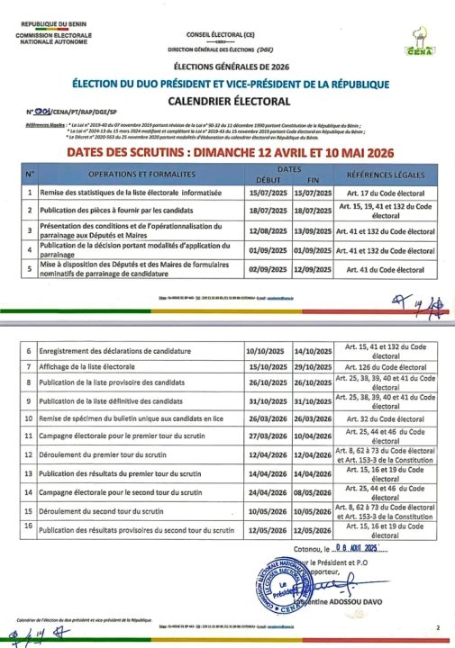 Calendrier céna