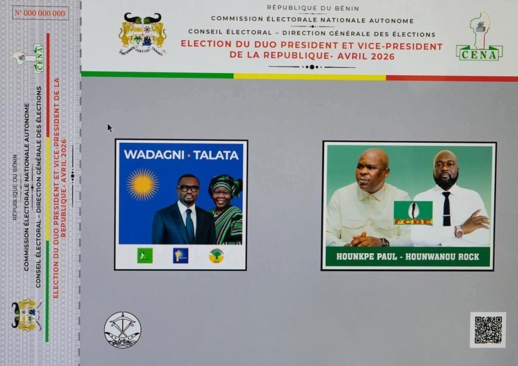 Bénin, présidentielle 2026, bulletin unique dévoilé par la CENA 